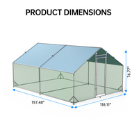 Garvee Großer Metall Hühnerstall 300 × 400 × 195 cm – Zwei Abteile, Dreifachverstärkter Stahlrohrrahmen für Garten und Bauernhof