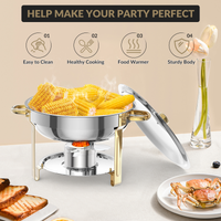 Garvee 5Qt Edelstahl Chafing Dish Set 4-teilig, Kuppeldeckel Buffetwärmer für Catering, Hochzeiten, Partys - Komplettset für Veranstaltungen
