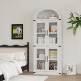 Garvee Arched Cabinet 71.6" Tall Kitchen Pantry Holz Bauernhausstil Große Lagerung Weiß - weiß