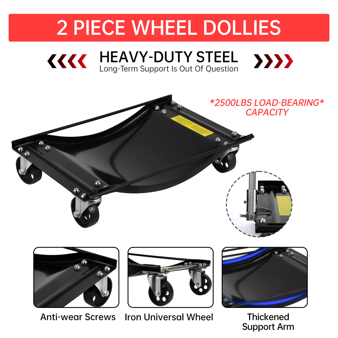 Garvee Auto-Rad Dolly Set 4 Stück – 8,9 cm Stahlrollen, 4536 kg Tragkraft, Stabil