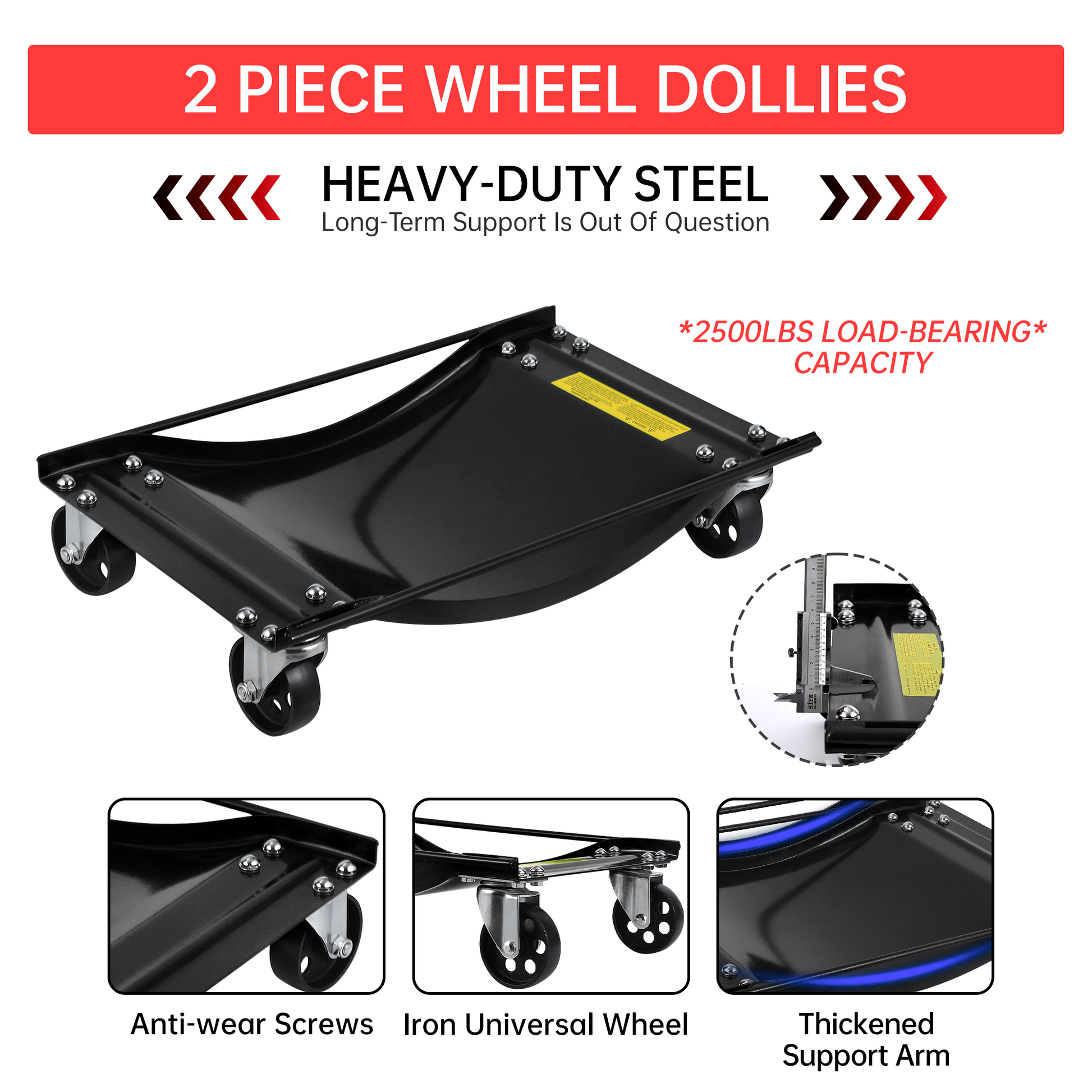 Garvee Auto-Rad Dolly Set 4 Stück – 8,9 cm Stahlrollen, 4536 kg Tragkraft, Stabil