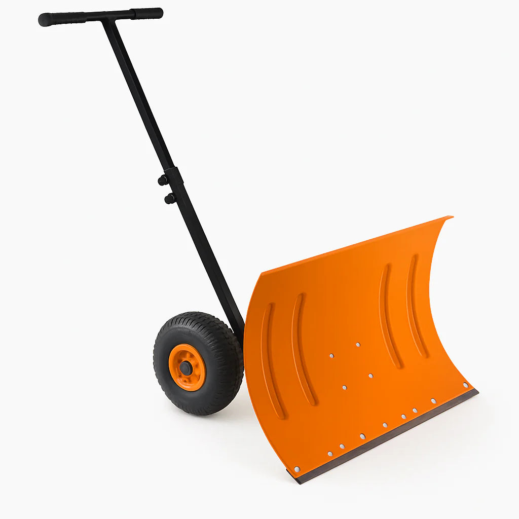 Garvee Schneeschieber 51 cm, Mit Rädern, 5 Fach Verstellbar, Rutschfest, Für Einfahrten & Gehwege