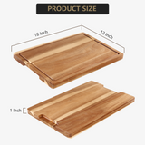 Garvee Extra-Großes Acacia Holz Schneidebrett 18x12" Mit Saftrille, Griffen, Kantenholz, Vorgeölt, Robust, Vielseitig Für Küche
