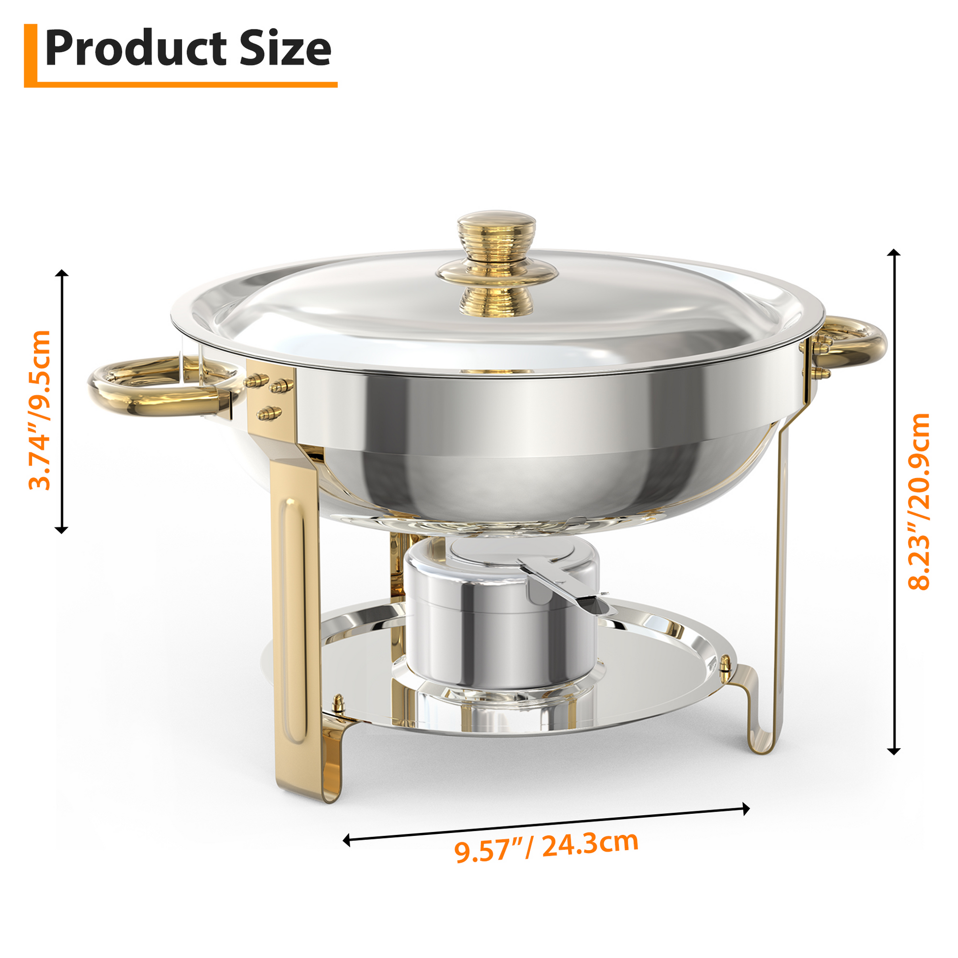 Garvee 5Qt Edelstahl Chafing Dish Set 6-teilig, Kuppeldeckel Buffetwärmer für Catering, Hochzeiten, Partys - Professionelles Großset