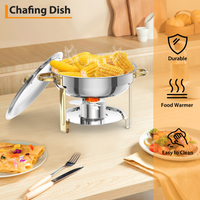 Garvee 5Qt Edelstahl Chafing Dish Set 2-teilig, Kuppeldeckel Buffetwärmer für Catering, Hochzeiten, Partys - Mit Löffel & Pinzette