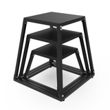 GARVEE Sprungbox 3 Set aus Stahl, Plyoboxen 30/46/61 cm mit Rutschfester Plattform, Stabil & Belastbar für Crossfit, Fitness und Heimtraining - Schwarz
