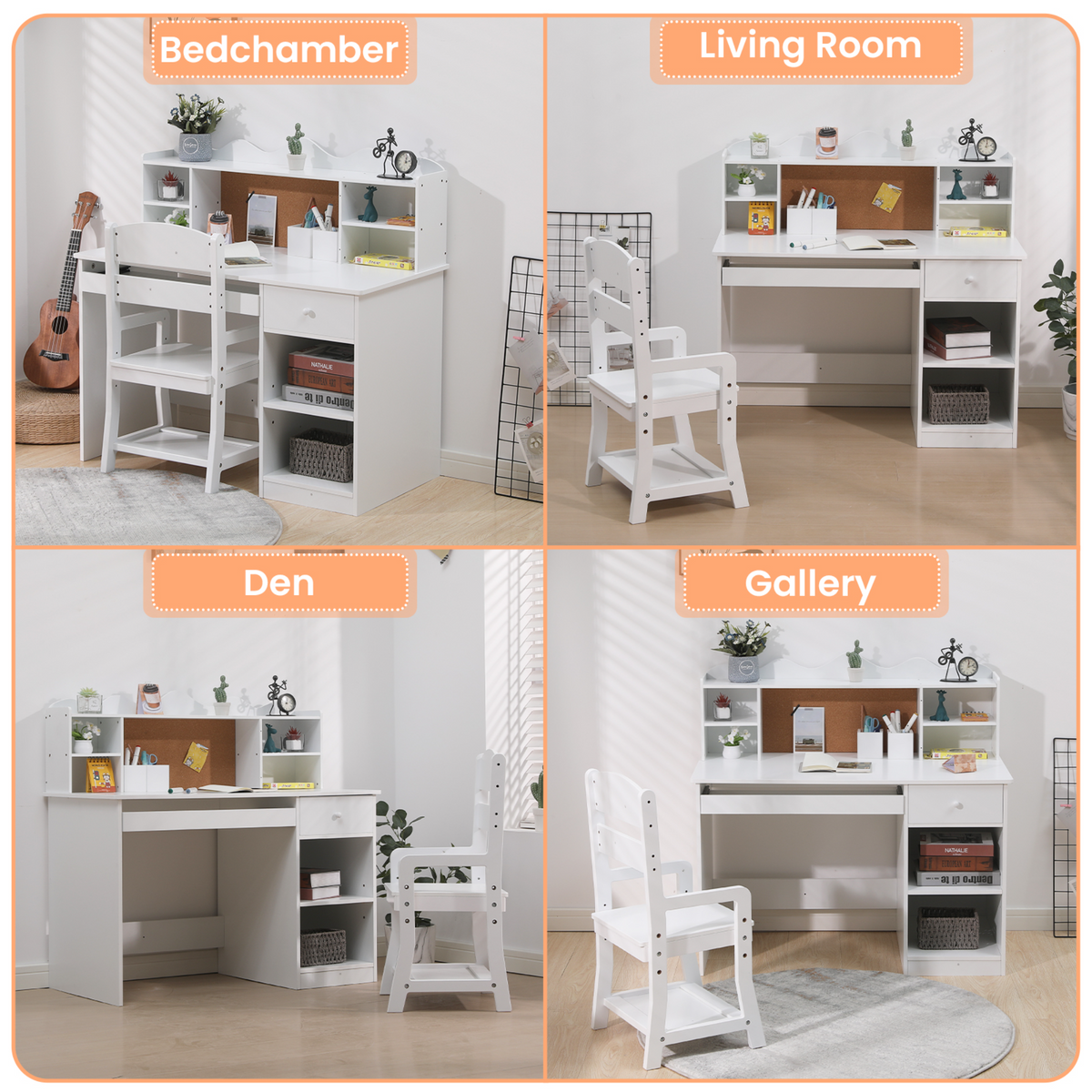 Kinder Lernschreibtisch mit Pinnwand
