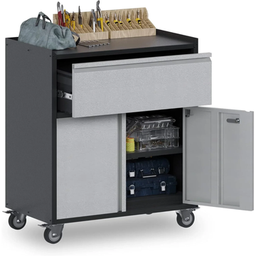 GARVEE Mobiler Werkzeugschrank aus Metall mit Schublade & 360° Rollen - 77x46x80cm
